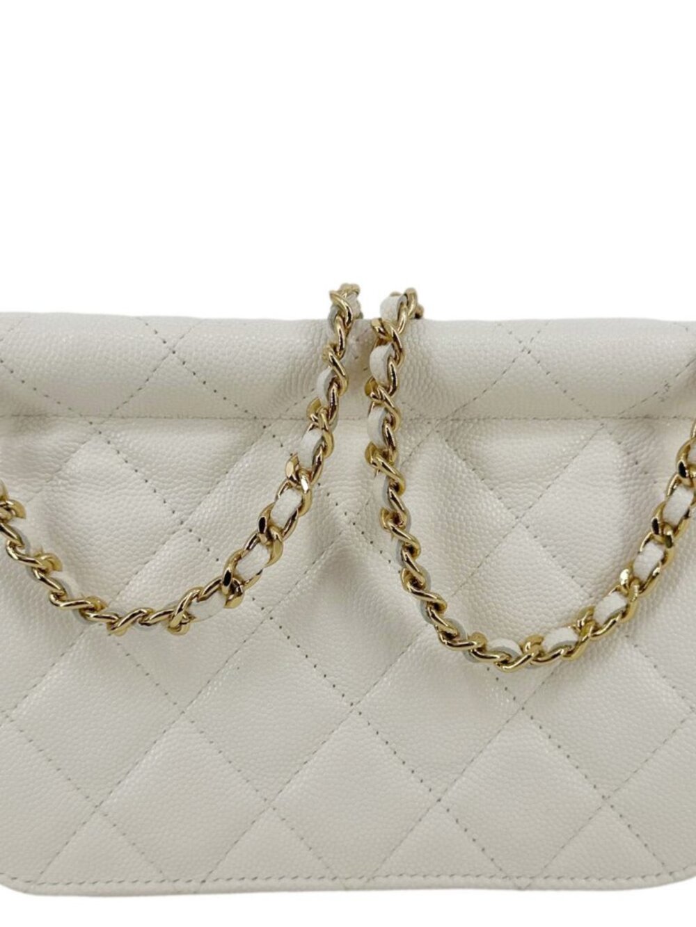 Chanel CC Frame Flap Quilted Caviar Leather Crossbody Bag White - Picture 4 of 11